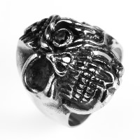 Men Stainless Steel Ring in Bulk, Titanium Steel, Skull & with rhinestone & blacken 