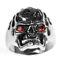 Нержавеющая сталь Человек палец кольцо, титан, Череп, разный размер для выбора & со стразами & чернеют, продается PC