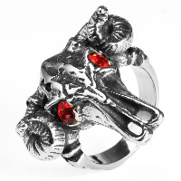 Нержавеющая сталь Человек палец кольцо, титан, Бык, разный размер для выбора & со стразами & чернеют, продается PC