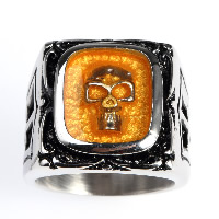 Нержавеющая сталь Человек палец кольцо, титан, Череп, разный размер для выбора & эмаль & чернеют, продается PC