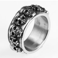 Нержавеющая сталь Человек палец кольцо, титан, с черепом рисунком & разный размер для выбора & чернеют, продается PC