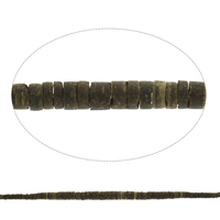 Kokos Perlen, Kokosrinde, originale Farbe, 4x2mm-7x4mm, Bohrung:ca. 1mm, Länge:ca. 15 ZollInch, ca. 100PCs/Strang, verkauft von Strang