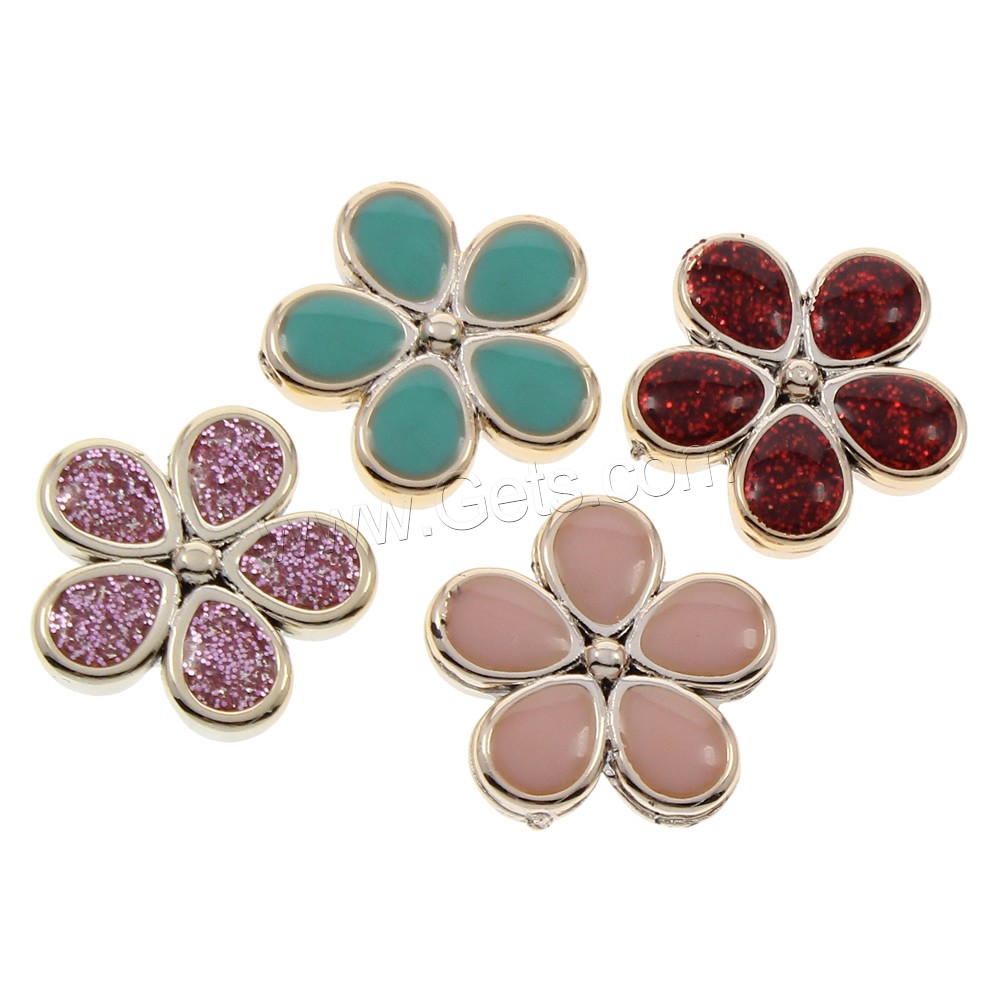 Acrylic Costume Accessories, Flower, gold color plated, different size for choice & enamel, more colors for choice, Hole:Approx 2mm, Sold By PC