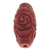 Synthetische Korallenkugeln Perlen, oval, rot, 14x29mm, Bohrung:ca. 1.5mm, verkauft von PC