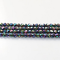 Round Crystal Beads, colorful plated, faceted, 4mm Approx 0.5mm Approx 15 Inch, Approx 
