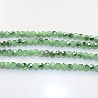 Round Crystal Beads, half-plated, faceted, Crystal Green, 4mm Approx 0.5mm Approx 15 Inch, Approx 