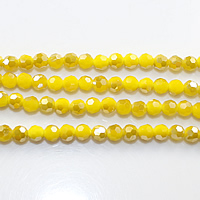 Perles de cristal rondes , semi-plaqué, facettes, jaune citrine, 4mm Environ 0.5mm Environ 15 pouce, Environ Vendu par brin
