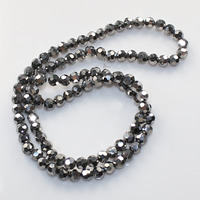 Perles de cristal rondes , Placage de couleur platine, facettes, 4mm Environ 0.5mm Environ 15 pouce, Environ Vendu par brin