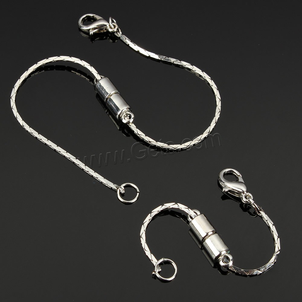 Brass Extender Chain, platinum color plated, with lobster clasp & different size for choice, Hole:Approx 3.5mm, 1.5mm, Sold By Strand