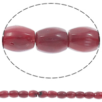 Natürliche Korallen Perlen, Trommel, rot, 6x9mm, Bohrung:ca. 0.5mm, Länge:ca. 16.5 ZollInch, ca. 42PCs/Strang, verkauft von Strang
