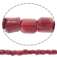 Natürliche Korallen Perlen, rot, 10x10mm, Bohrung:ca. 1mm, Länge:ca. 15 ZollInch, ca. 27PCs/Strang, verkauft von Strang