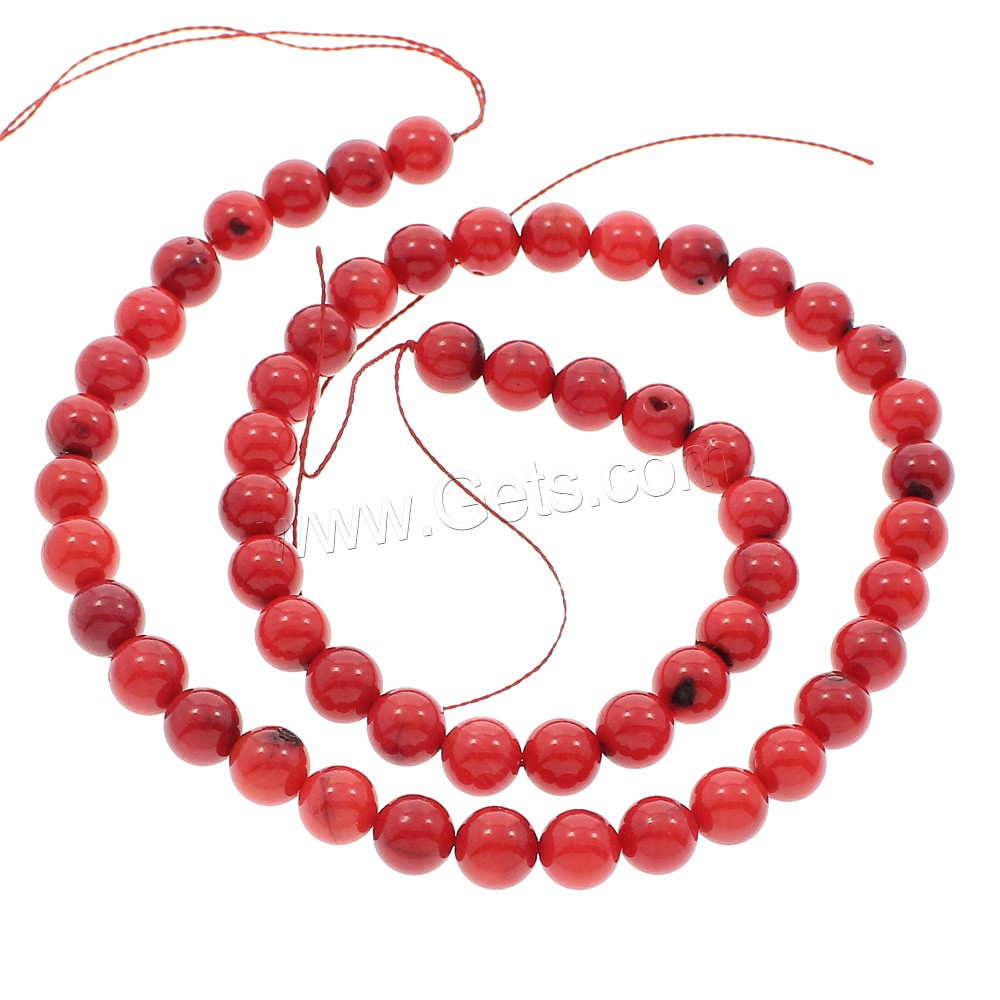 Natürliche Korallen Perlen, rund, verschiedene Größen vorhanden, rot, Bohrung:ca. 0.5-0.8mm, Länge:ca. 16.5 ZollInch, verkauft von Strang