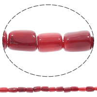 Natürliche Korallen Perlen, Zylinder, rot, 8x13-15mm, Bohrung:ca. 1mm, Länge:ca. 15 ZollInch, ca. 34PCs/Strang, verkauft von Strang