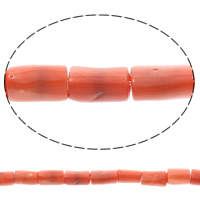Natürliche Korallen Perlen, Zylinder, rote Orange, 10x18mm, Bohrung:ca. 1mm, Länge:ca. 16.5 ZollInch, ca. 26PCs/Strang, verkauft von Strang