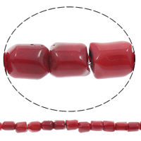 Natürliche Korallen Perlen, Zylinder, rot, 12x14mm, Bohrung:ca. 1mm, Länge:ca. 16.5 ZollInch, ca. 32PCs/Strang, verkauft von Strang