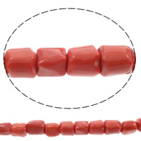 Natürliche Korallen Perlen, Zylinder, rote Orange, 15x15mm-16x19mm, Bohrung:ca. 1mm, Länge:ca. 16.5 ZollInch, ca. 25PCs/Strang, verkauft von Strang
