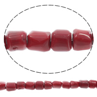 Natürliche Korallen Perlen, flache Runde, rot, 10-20mm, Bohrung:ca. 1mm, Länge:ca. 15 ZollInch, ca. 30PCs/Strang, verkauft von Strang