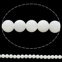 Natürliche weiße Muschelperlen, rund, 4mm, Bohrung:ca. 0.8mm, Länge:ca. 15 ZollInch, ca. 73PCs/Strang, verkauft von Strang