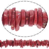 Natürliche Korallen Perlen, Klumpen, rot, 20x22x6mm-37x27x6mm, Bohrung:ca. 1mm, Länge:ca. 16 ZollInch, ca. 75PCs/Strang, verkauft von Strang