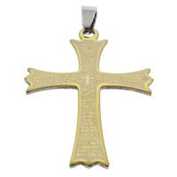 Stainless Steel Cross Pendants, plated, two tone Approx 