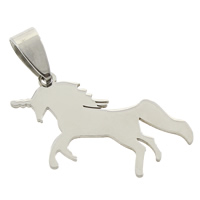 Stainless Steel Animal Pendants, Unicorn, original color Approx 
