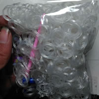 Loom Bands, Rubber, Rectangle, with plastic C clasp or S clasp & transparent, clear Approx 