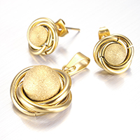 Fashion Stainless Steel Jewelry Sets, pendant & earring, Flower, gold color plated, stardust  Approx 