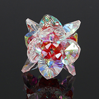 Pendentifs cristal de grappe, avec perles de rocaille en verre & alliage de zinc, fleur, Placage de couleur platine, Kumihimo & fait à la main & facettes x Vendu par PC