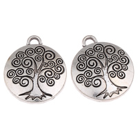 Zinc Alloy Flat Round Pendants, Tree, plated lead & cadmium free Approx Approx 