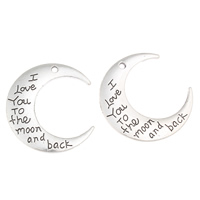 Zinc Alloy Jewelry Pendants, Moon, word I love you to the moon and back, plated lead & cadmium free Approx 1mm, Approx 
