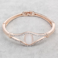Zinc Alloy Rhinestone Bracelets, with Cats Eye, rose gold color plated, with rhinestone, lead & cadmium free Approx 6.5 Inch 