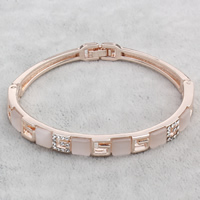 Zinc bracelets en strass en alliage , alliage de zinc, avec Oeil de chat, Plaqué de couleur d'or rose, avec strass, sans plomb et cadmium Environ 7 pouce, Vendu par brin