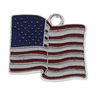 Zinc Alloy Enamel Pendants, Flag, platinum color plated, united states flag pattern, multi-colored, lead & cadmium free Approx 2mm 
