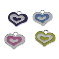 Zinc Alloy Heart Pendants, platinum color plated, enamel lead & cadmium free Approx 2mm 