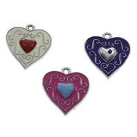 Zinc Alloy Heart Pendants, platinum color plated, enamel lead & cadmium free Approx 1mm 