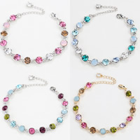 Zinc Alloy Rhinestone Bracelets, with 4.6cm extender chain, plated, faceted & with rhinestone lead & cadmium free, 15cm Approx 6 Inch 