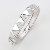Rhinestone Zinc Alloy Bangle, platinum color plated, with rhinestone, lead & cadmium free Inner Approx 57mm Approx 7 Inch 