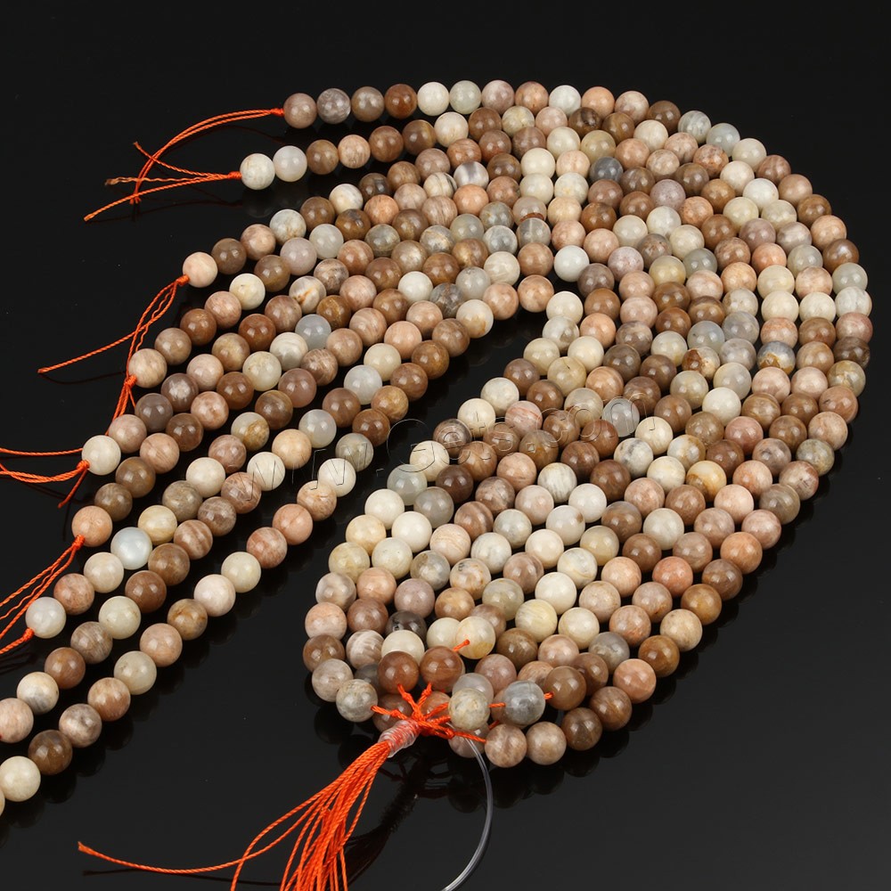 Sonnenstein Perle, rund, natürlich, Weitere Größen für Wahl, Bohrung:ca. 1mm, Länge:ca. 15 ZollInch, verkauft von Strang