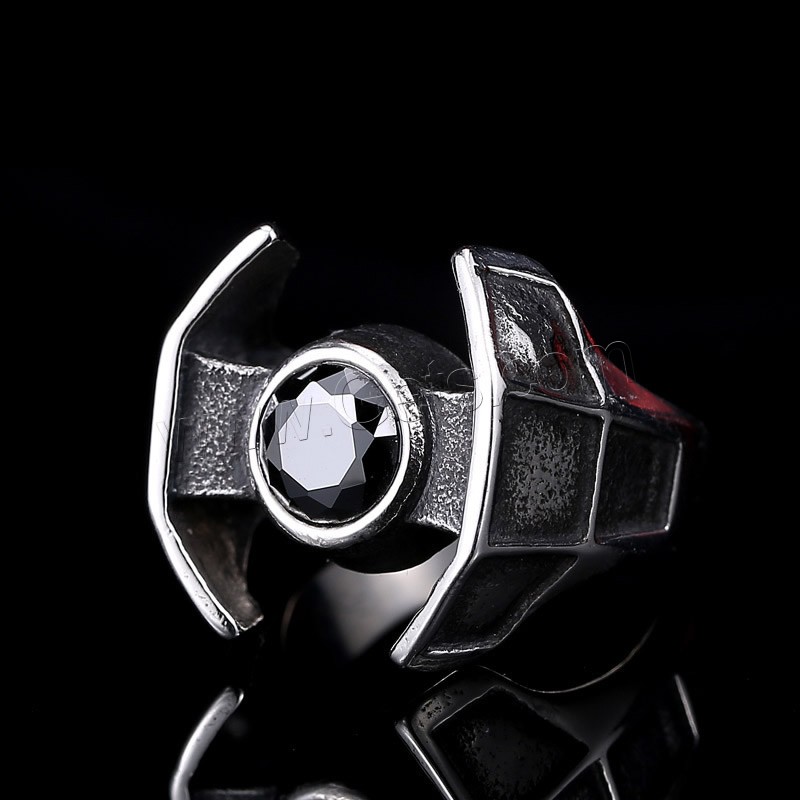Нержавеющая сталь Человек палец кольцо, Нержавеющая сталь 316, разный размер для выбора & со стразами & чернеют, продается PC