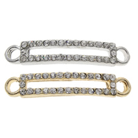 Rhinestone Zinc Alloy Connector, Rectangle, plated, with rhinestone & 1/1 loop lead & cadmium free Approx 3mm 
