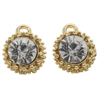 Zinc Alloy Rhinestone Pendants, Flat Round, gold color plated, with rhinestone, clear, lead & cadmium free Approx 1mm 