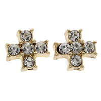 Rhinestone Zinc Alloy Beads, Cross, gold color plated, with rhinestone, lead & cadmium free Approx 1mm 