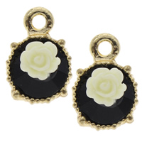 Resin Zinc Alloy Pendants, with Resin, Flower, gold color plated, lead & cadmium free Approx 1.5mm 