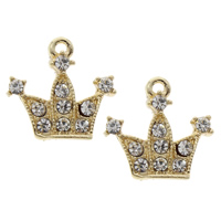 Zinc Alloy Crown Pendants, gold color plated, with rhinestone, lead & cadmium free Approx 1mm 