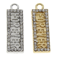 Zinc Alloy Rhinestone Pendants, Rectangle, word forever, plated, with rhinestone lead & cadmium free Approx 2mm 