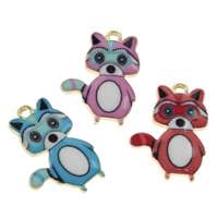 Zinc Alloy Animal Pendants, Fox, gold color plated, enamel & decal lead & cadmium free Approx 1.5mm 