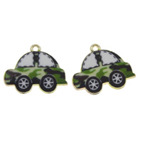 Vehicle Shaped Zinc Alloy Pendants, Car, gold color plated, enamel & decal, multi-colored, lead & cadmium free Approx 1mm 
