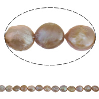 Perlas Moneda Freshwater, Perlas cultivadas de agua dulce, Barroco, Púrpura, 13-14mm, agujero:aproximado 1mm, longitud:aproximado 16 Inch, Vendido por Sarta