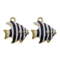 Zinc Alloy Animal Pendants, Fish, gold color plated, enamel & decal, black, lead & cadmium free Approx 1mm 