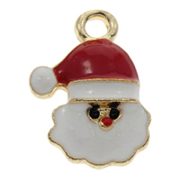 Zinc Alloy Christmas Pendants, Santa Claus, gold color plated, Christmas jewelry & enamel & with rhinestone, white, lead & cadmium free Approx 3mm 
